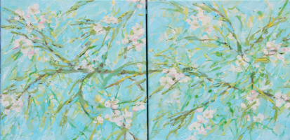 Plekje 8<br>olieverf op doek<br>2x 30 x 30<br>2025