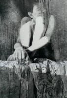 Beslagen Glas 2<br>gemengde techn. op papier<br>70 x 90<br>1995