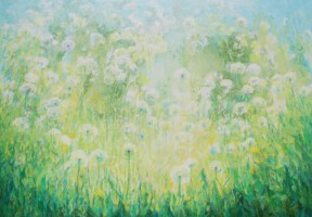 Blaasbloemen<br>
gemengde technieken<br>100 x 140<br>2015