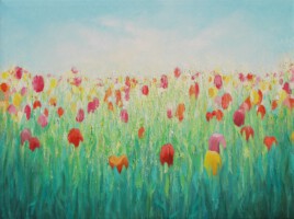 Bloeiend lentelandschap<br>olieverf op doek<br>65 x 85 inclusief lijst<br>2014