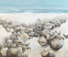 Juttersgeluk<br><br>schoonheid zoeken,<br>is als jutten<br>haar vinden <br>is geluk<br><br>gemengde technieken<br>100 x 120<br>2007<br>